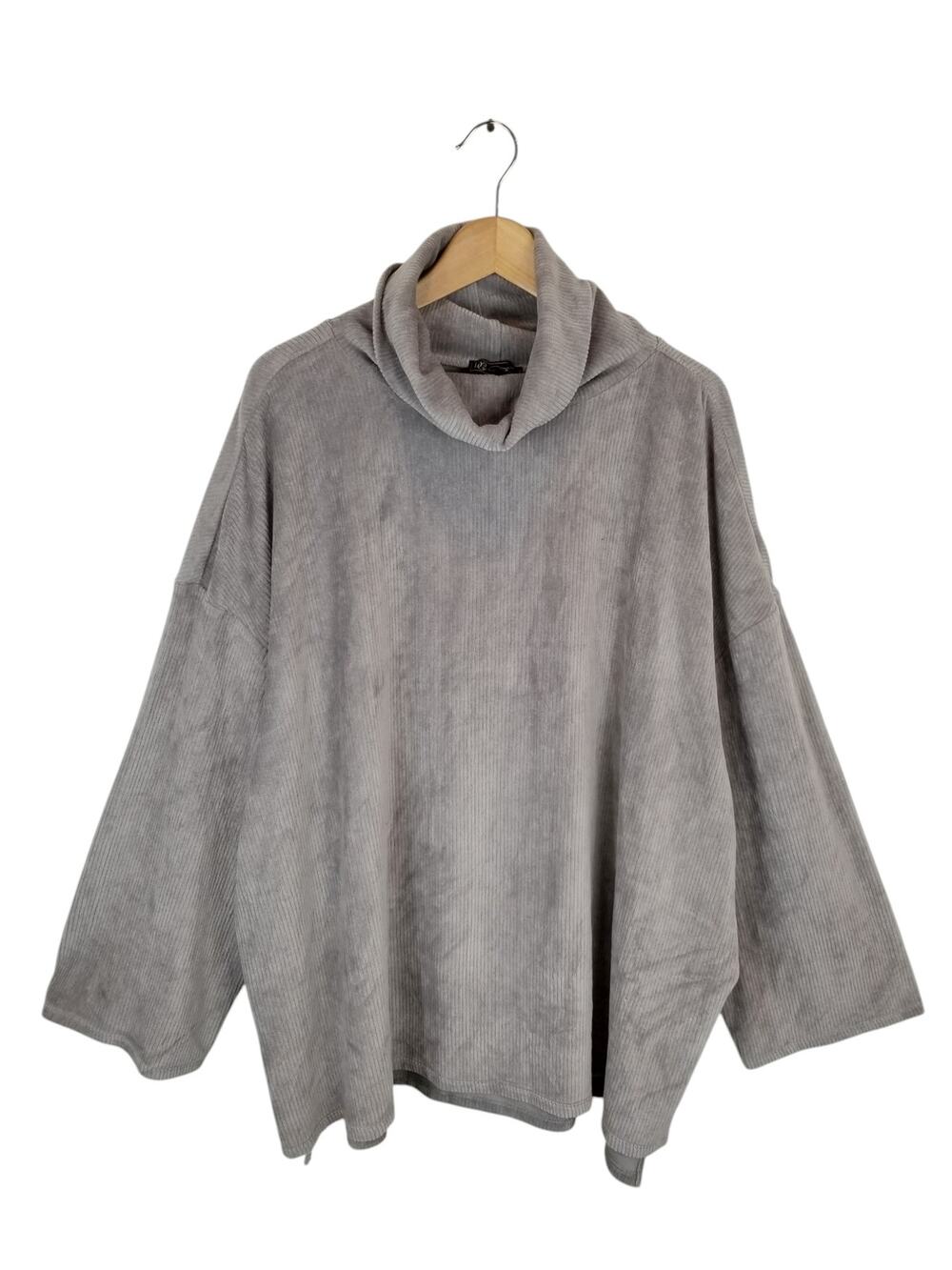 DG2 by Diane Gilman Gray Ribbed Soft Cowl Neck Pullover Sweater Women's Size 1X